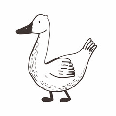 Goose in cartoon, doodle style. Image for t-shirt, web, mobile apps and ui. Isolated 2d vector illustration in logo, icon, sketch style, Eps 10. AI Generative