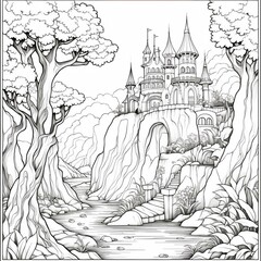 Printable Anime Scenery Coloring Page for Kids and Adults - Fun and Relaxing Artistic Activity