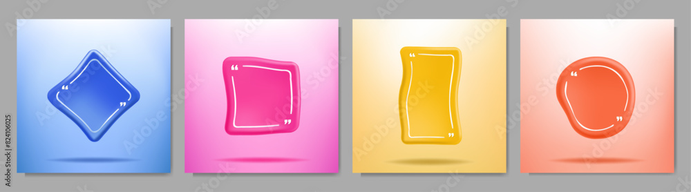 Poster vector illustration. 3d minimalist frames set. quote blank template. isolated textbox. citation empt