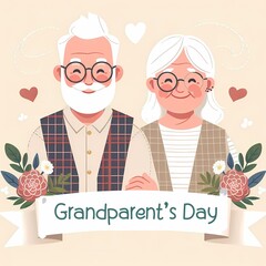 Happy Grandparents Day Floral Illustration