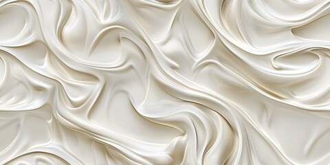 Obraz premium Silk fabric background cloud dancer 2026, creamy white waves texture. Beige milky material shiny and smoothy curves. No tiling pattern satin elegant drapery.