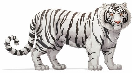 Naklejka premium A white tiger standing on top of a white floor