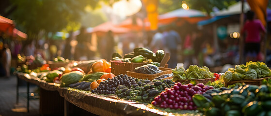 Sunset Market Scene - Fresh and Vibrant Produce