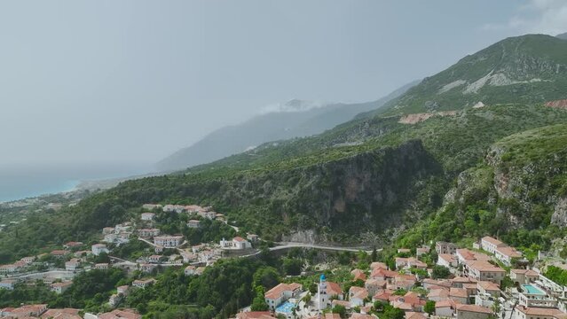 Dhermi from a drone, Village in Ceraunian Mountains, Albania