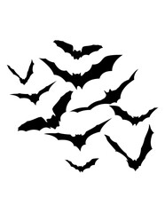 Bats | Flock of Bats | Flying Mammals | Vampire Bats | Halloween | Nocturnal Animals | Gothic | Horror | Original Illustration | Vector and Clipart and Stencil