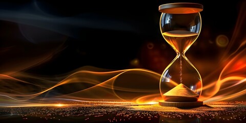 Hourglass with sand running symbolizing patience and waiting for the perfect moment. Concept Patience, Time Passing, Waiting for the Perfect Moment