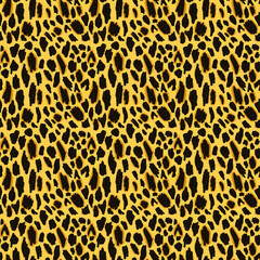 Yellow and Black Leopard Print Seamless Animal Pattern Spots