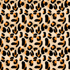 Orange and Black Leopard Print Seamless Animal Pattern