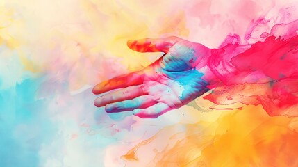 background digital transparent of hand colorful
