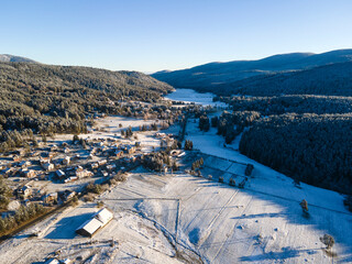 Aerial Winter view of Yundola area , Bulgaria