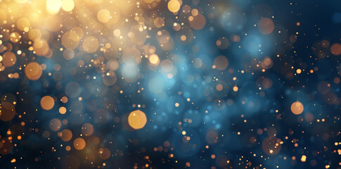 new year background with fireworks and bokeh lights, golden blue color palette
