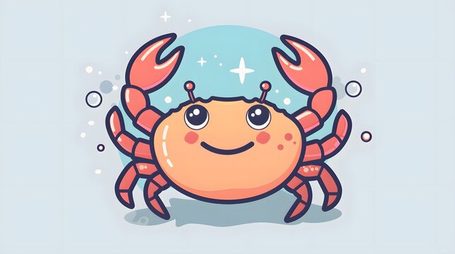 cute cartoon crab orange red blue background clip art preview
