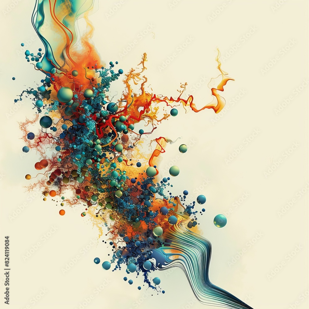 Aufkleber bacterial splash: a dynamic image inspired by an explosion of bacterial activity, using splash art t