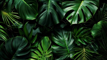 Fototapeta premium collection leafs of tropical