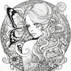 Art Nouveau Butterfly Coloring Page: Elegant Designs Inspired by Nature