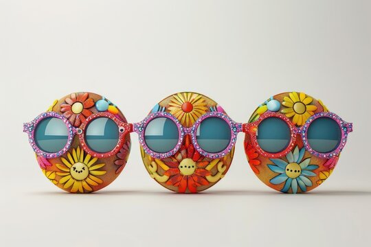 Groovy happy cartoon in three-dimensional style, playful and vibrant imagery bursting with joy, a dynamic blend of colors and shapes to uplift spirits and spread positivity