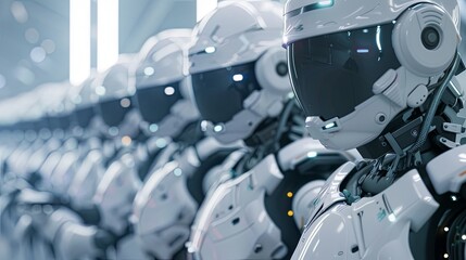 Fototapeta premium futuristic technologies such as intelligent robots, virtual assistants, and automated processes, illustrating the capabilities and potential applications of artificial intelligence in various fields