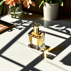 Mockup, Cosmetics, Perfume, Empty Bottle Design. Generative AI