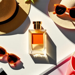 Mockup, Cosmetics, Perfume, Empty Bottle Design. Generative AI