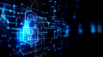 Obraz premium illustration padlock of digital security network