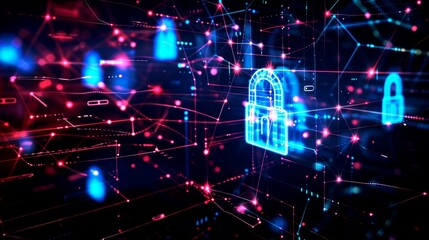 Obraz premium illustration padlock of digital security network