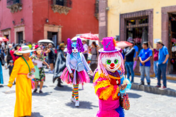Fototapeta premium Costumes for the celebration of San Pascual Baylon in San Miguel de Allende in the state of Guanajuato, Mexico.