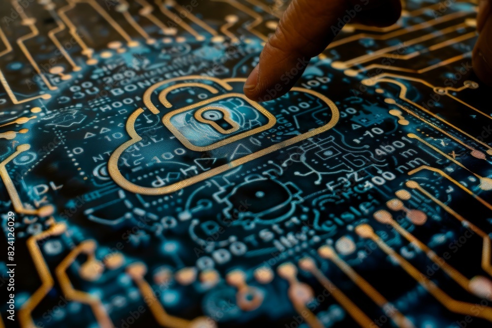 Poster cutting-edge digital security cloud interface with futuristic design and finger touch, emphasizing p