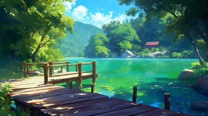 Obraz premium landscape jungle of african anime style