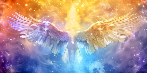 Panorama of angel in the sky.AI generated.	