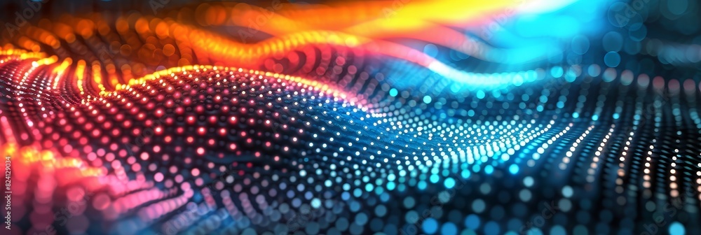 Poster vibrant abstract background featuring a colorful moebius pattern with rainbow dots