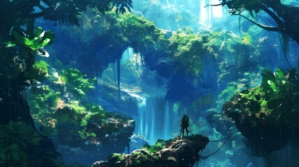 landscape jungle of african  anime style