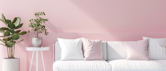 Minimalist White Background with Soft Pink Accents for Modern Design