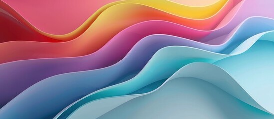 Pastel color folded banner, Abstract wave colorful background