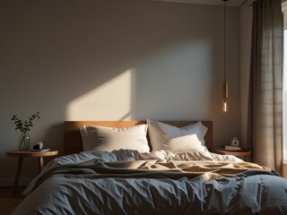 Cozy bedroom in the morning