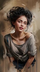 abstract painting of a young French woman, approximately 20 years old - 3