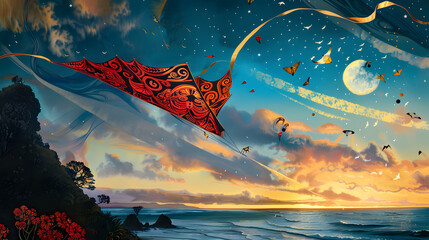 Matariki: Embracing Maori Culture and Traditions during the New Year Festival with Kite Flying and Artistic Celebrations. Banner