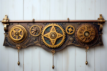 Steampunk Brass Banner with Cogs
