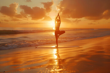 Tranquil Sunrise Yoga by the Beach: Harmonizing Body and Mind in Nature's Embrace