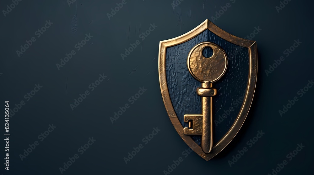 Poster picture shield icon with a key for network security