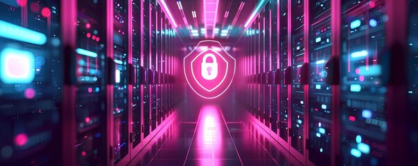 Obraz premium See firewall icon protecting data servers