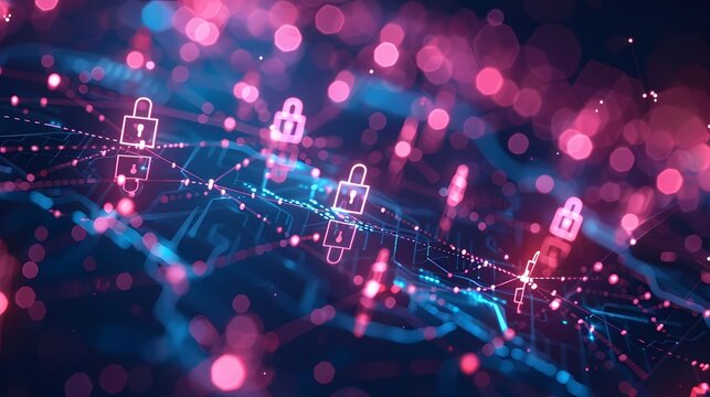 Visualize network diagram with a lock symbol