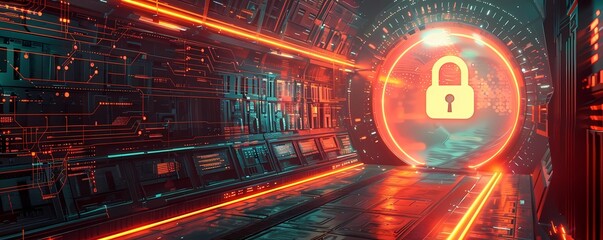 Obraz premium Visualize server with a lock and refresh symbol