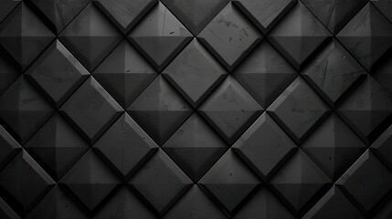 A black and white image of a wall with black squares. The squares are arranged in a pattern and the image has a modern and industrial feel
