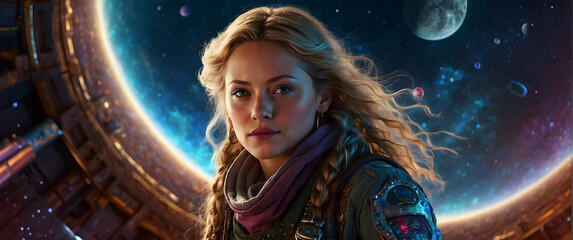 Sci-fi heroine in an interstellar setting
