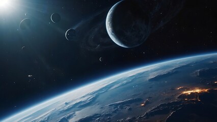 space view earth and moon