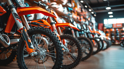 close-up photography of motocross motorcycles shop