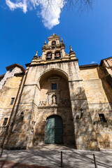 Fototapeta na wymiar Facade of the Church of San Vicente Abando, catholic churche in the Old City, located in Bilbao, Basque Country