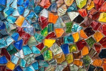 Colorful glass mosaic close-up
