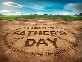 Happy Father's Day Message Etched in Baseball Field Dirt