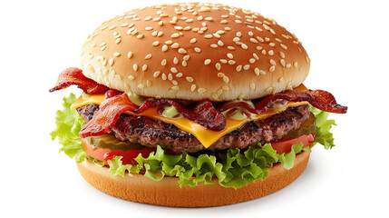 Cheeseburger with Melted Cheese - Burger, Bacon, Picles and Salad